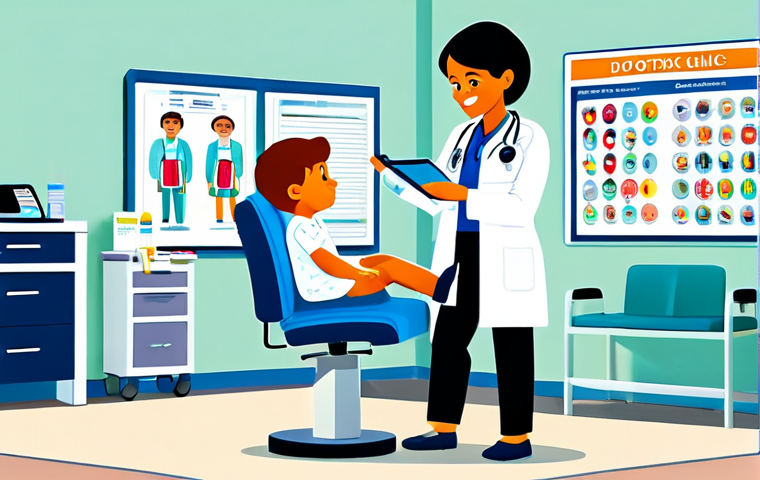 **

"A family-friendly illustration depicting a doctor in a clean, modern clinic examining a young child (fully clothed). The scene emphasizes preventative healthcare and the importance of regular check-ups.  Background includes medical equipment and posters promoting healthy living.  Bright, cheerful colors. Safe for work, appropriate content, fully clothed, professional illustration, perfect anatomy, correct proportions, natural pose."

**