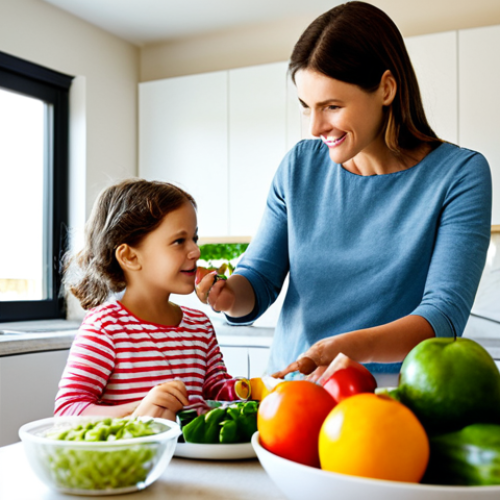 위염 증상과 음식 - Healthy Eating Habits**

"A family-friendly scene in a bright, modern kitchen. A mother is preparing...