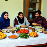 혈압 낮추는 생활 습관 - **

"A Pakistani family enjoying a healthy meal at their home dining table. The table is filled with...